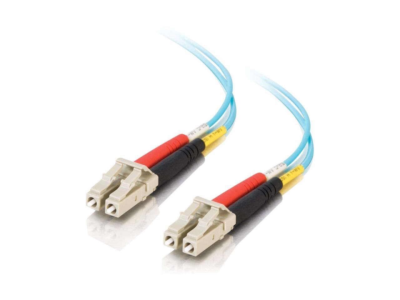 Front. Cables to Go - C2G 01115 OM3 Fiber Optic Cable - LC-LC 10Gb 50/125 Duplex Multimode PVC Fiber Cable, Aqua (29.5 Feet, 9 Meters).