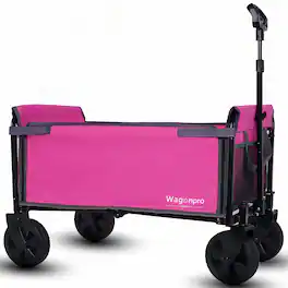 Mondawe - All-in-One Convertible Utility Carts - Bench Seat/Dog Tether w/ 360° All-Terrain Wheels - Pink