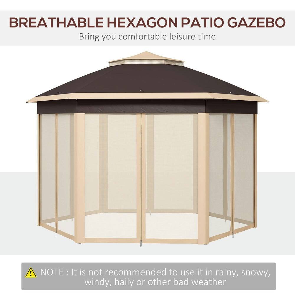 BREATHABLE HEXAGON PATIO GAZEBO  
Bring you comfortable leisure time  

NOTE: It is not recommended to use it in rainy, snowy, windy, haily or other bad weather