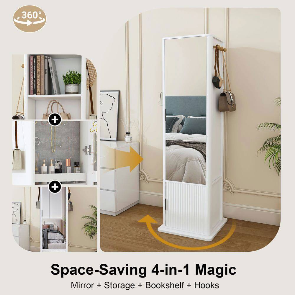 360° Nook | Space-Saving 4-in-1 Magic Mirror + Storage + Bookshelf + Hooks