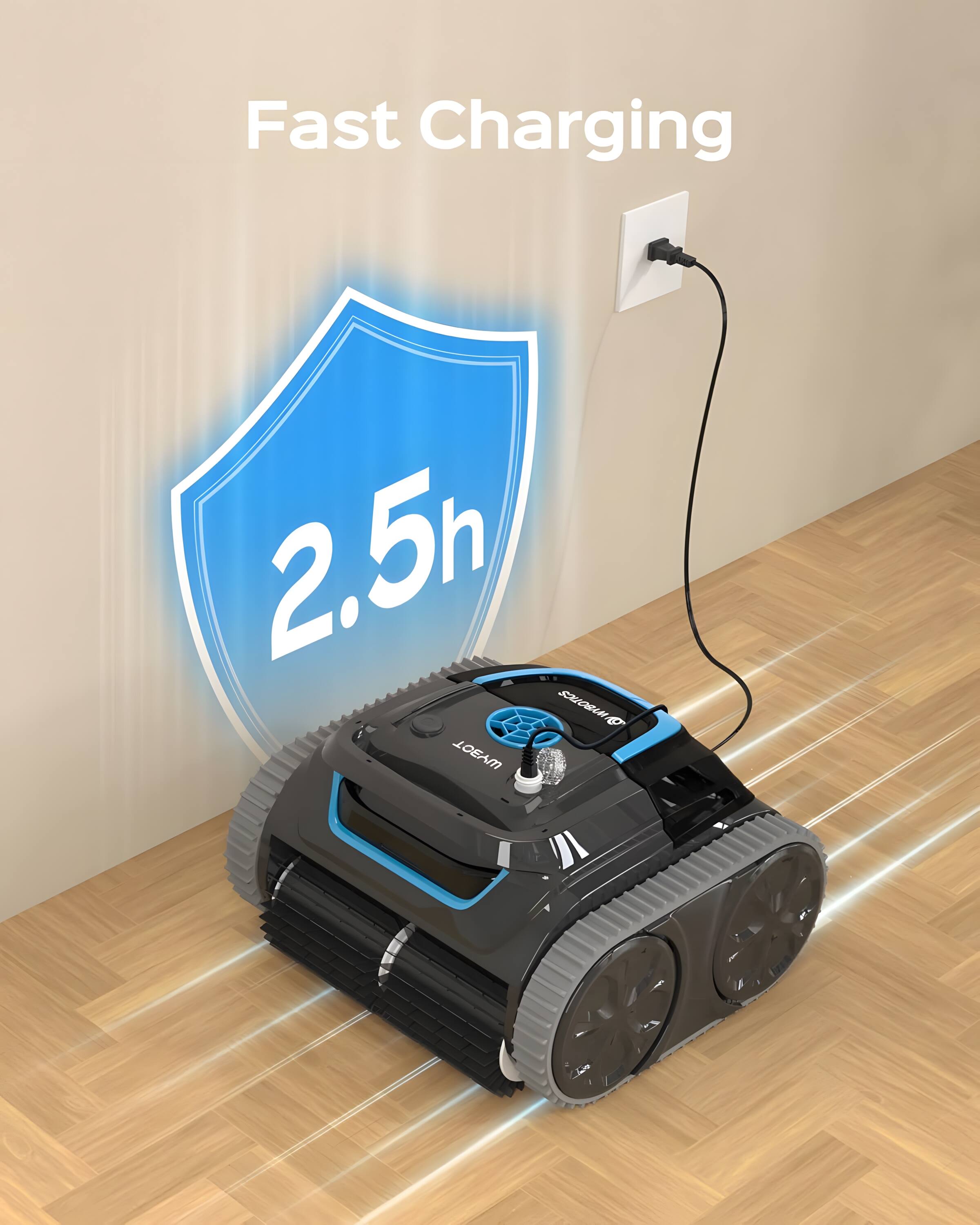 The text on the image reads "Fast Charging 2.5h IORIM WYBOT V."