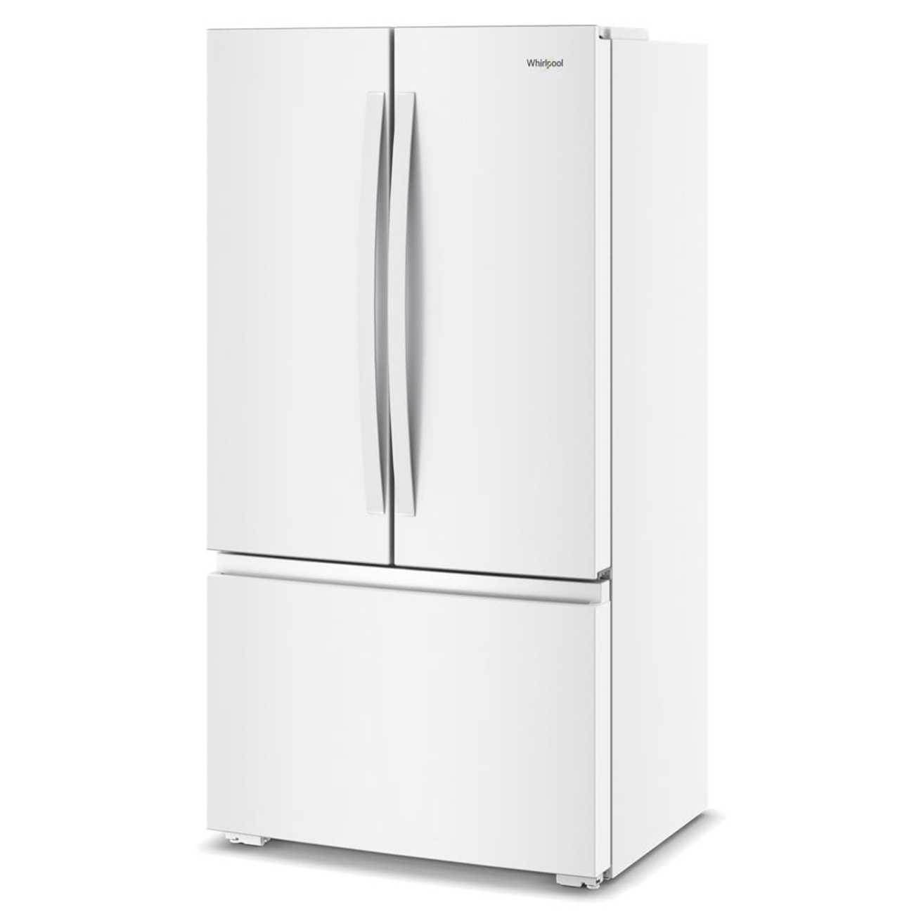 Left. Whirlpool - 36 in. Wide 24 cu. ft. 3-Door French Door Counter Depth Refrigerator - White.