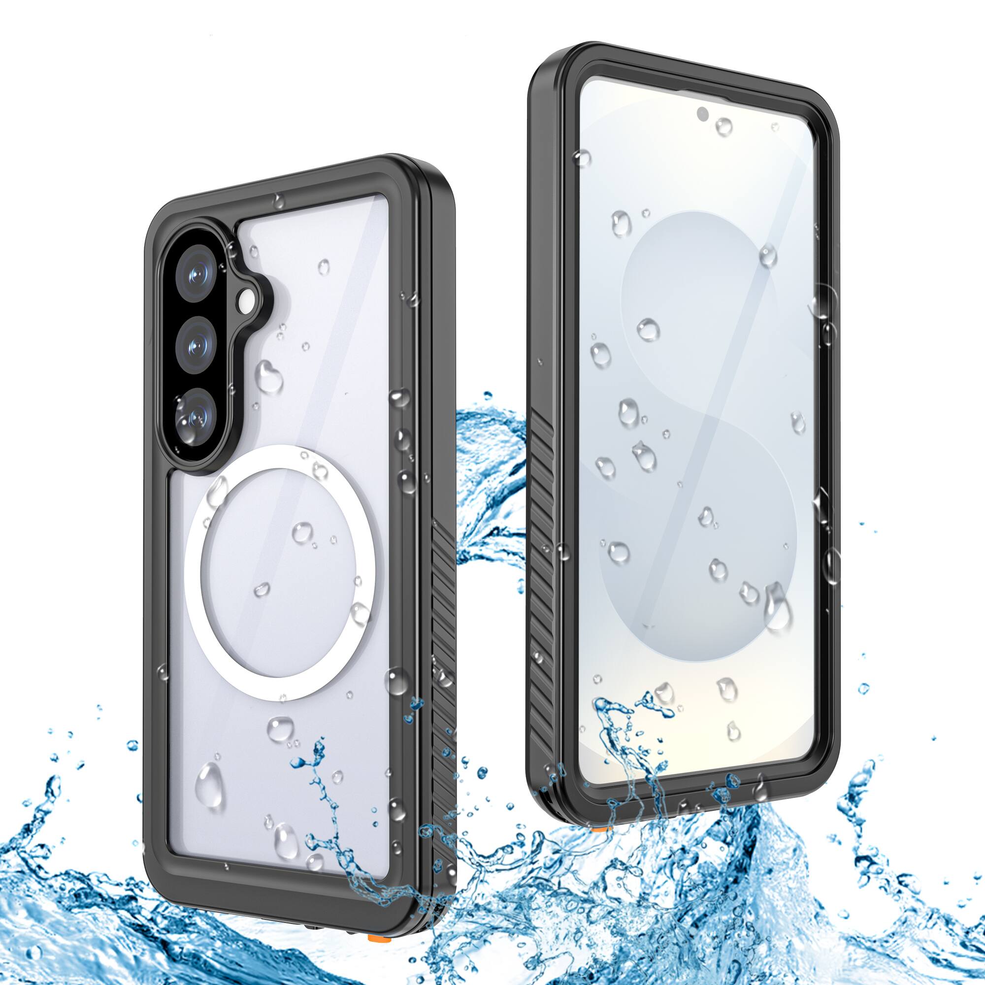 Dteck - Waterproof Magnetic Case for Samsung Galaxy S26 Full-Body Shockproof Clear Back Cover with Built-in Screen Protector - Black