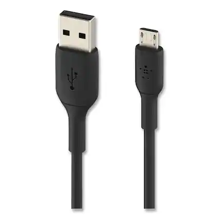 Front. Belkin - CAB005BT1MBK 3.3 ft. BOOST CHARGE USB-A to Micro USB ChargeSync Cable - Black - Black.