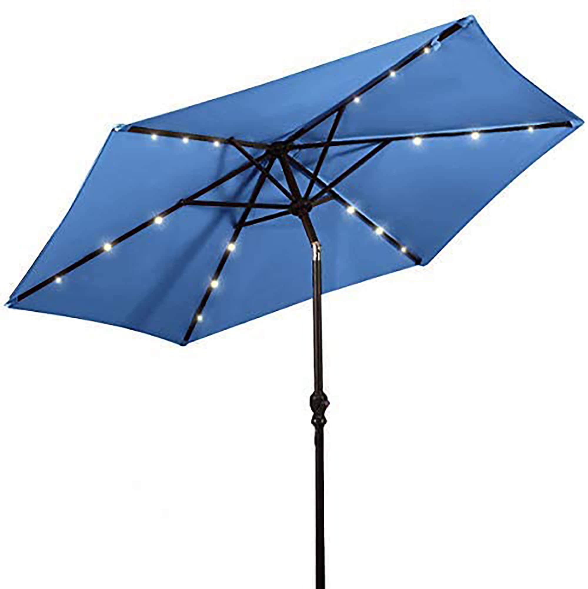 Costway - 9ft Market Patio Umbrella w/Solar Lights & 40 LBS Steel Umbrella Stand - Blue price history on PriceWatchPro