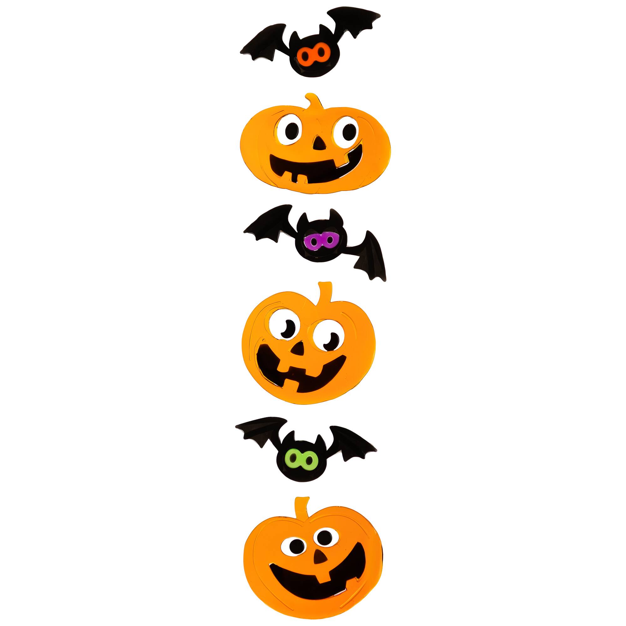 Alt View 1. Northlight - Jack-O-Lanterns and Bats Halloween Gel Window Clings - 6pc - Orange.