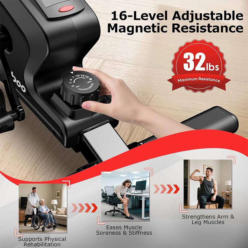 16-Level Adjustable Magnetic Resistance  
32 lbs Maximum Resistance  
Supports Physical Rehabilitation  
Eases Muscle Soreness & Stiffness  
Strengthens Arm & Leg Muscles