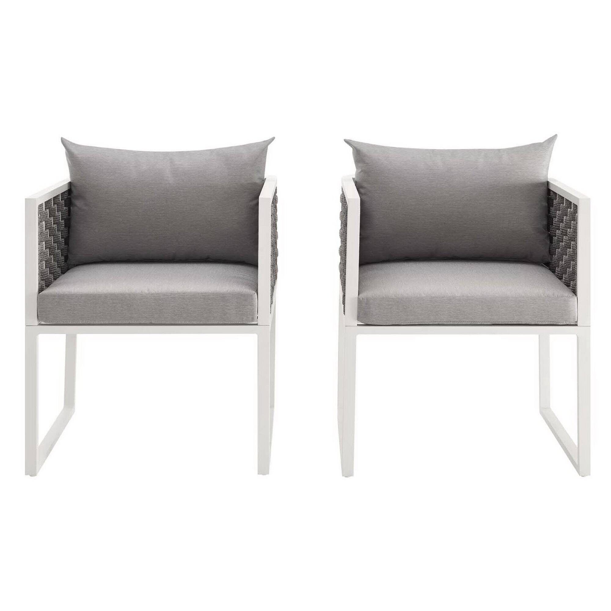 Alt View 2. Modway - Stance Outdoor Patio Aluminum Dining Armchair Set of 2 by Modway - White Gray.