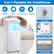 3-in-1 Portable Air Conditioner:
* 10000 BTU cooling capacity
* Cools up to 60.8F-89.6F
* 50 pints/day cooling capacity
* 350 sq.ft temperature range
* Dehumidifying fan mode
* Dehumidifier mode
* Cooling mode