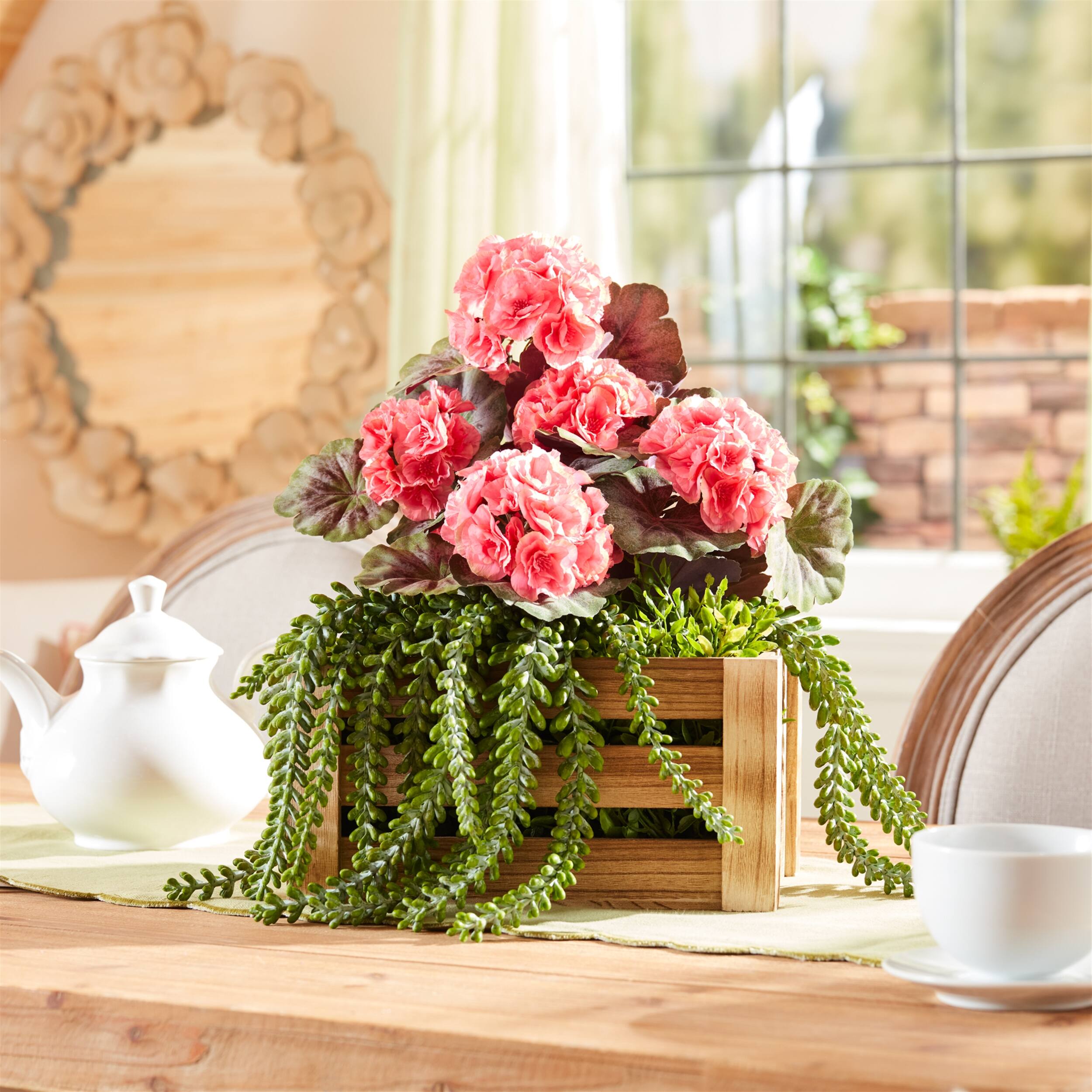 Angle. BreeBe - Hanging Sedum Succulent Spray (Set of 12) - Green.