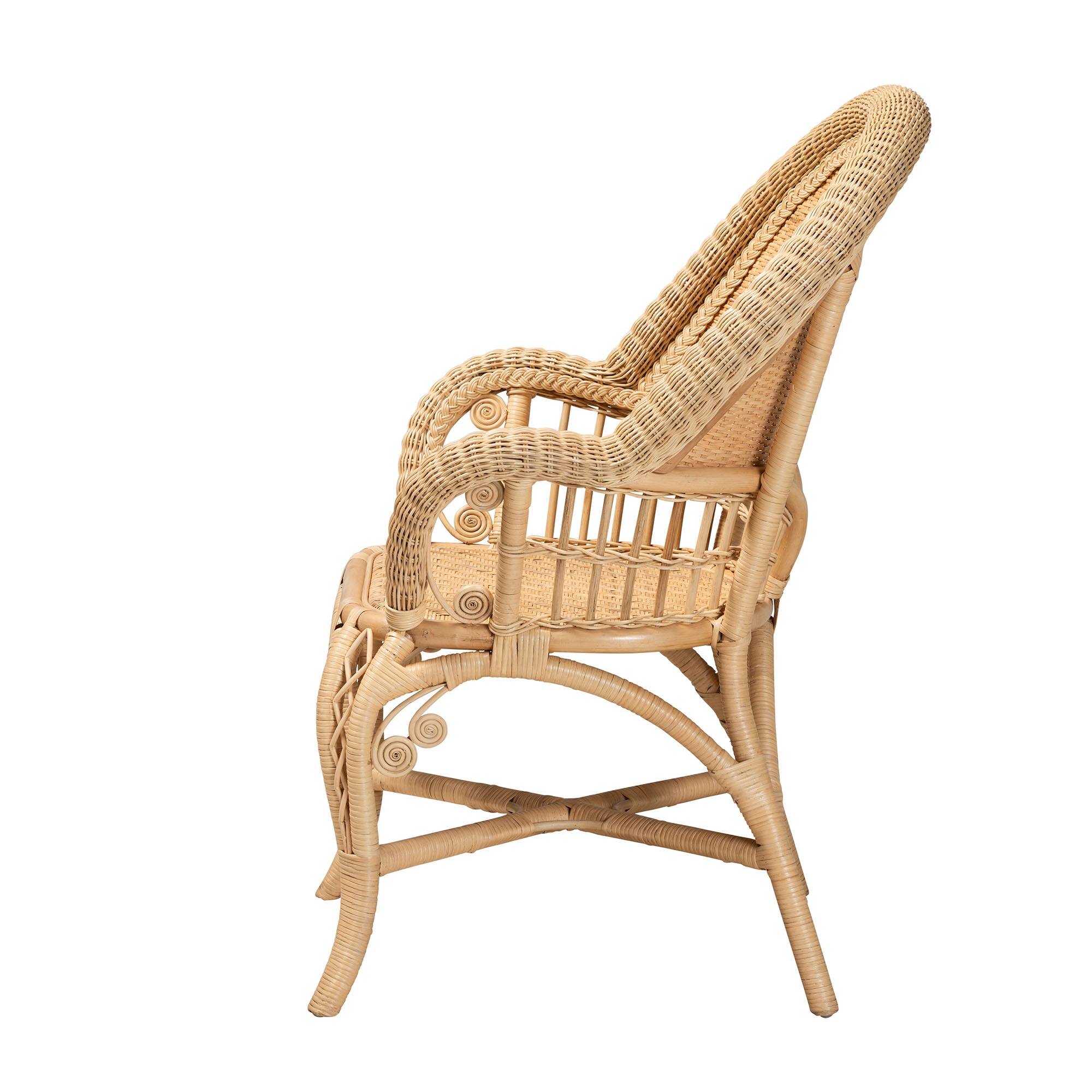 Left. bali & pari - Ratu Modern Bohemian Rattan Accent Chair - Natural Brown.