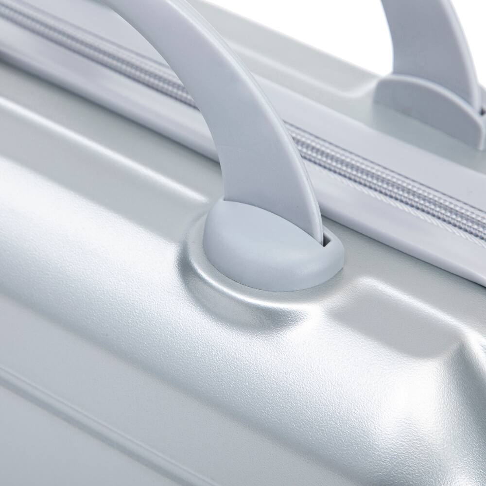 Left. Ropilly - Ropilly 2 Piece Luggage Set 20" Hard Shell Suitcase with 14 Inch Cosmetic Case Silver - Silver.
