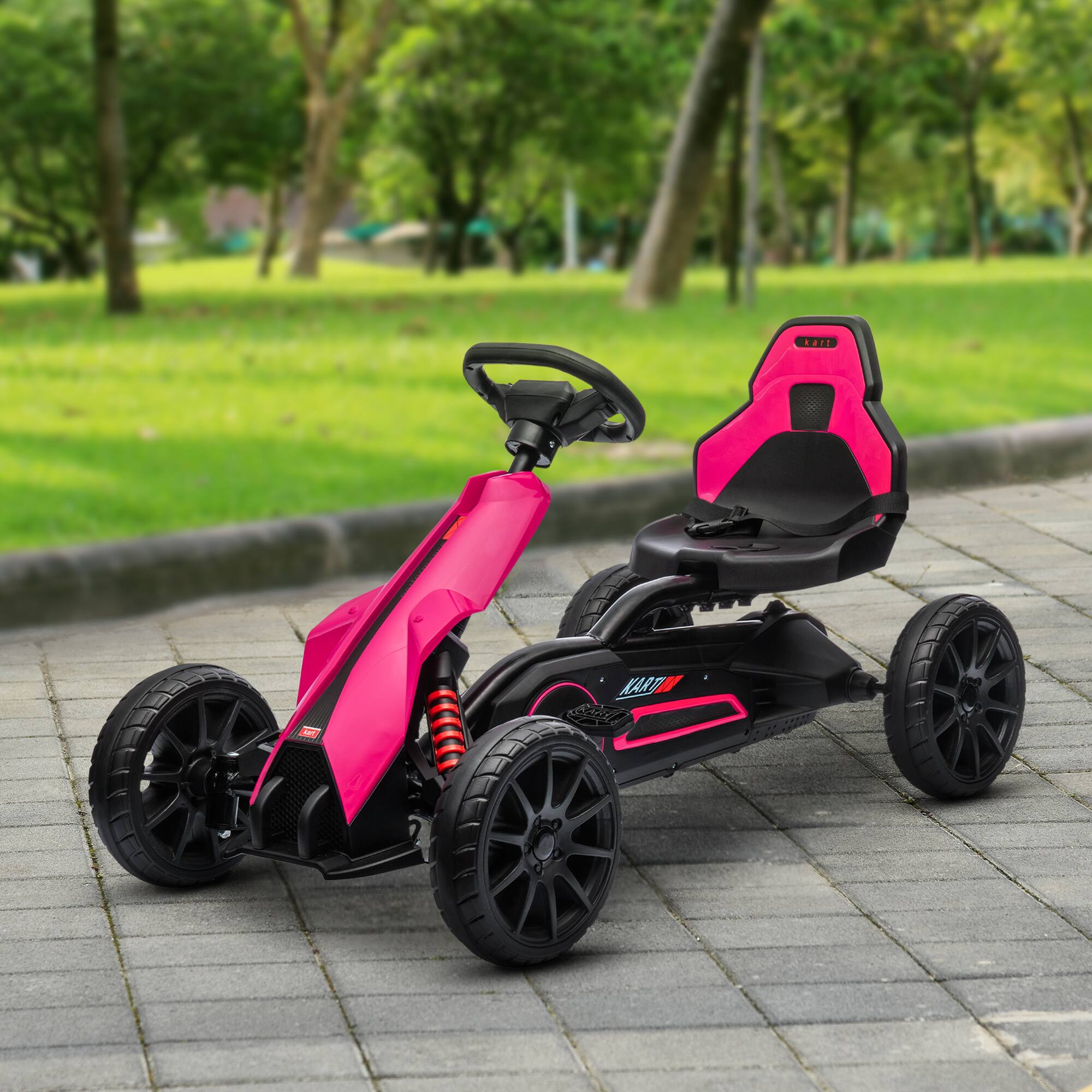 Aosom Kids Pedal Go Kart W/ Adjustable Seat Pink - Best Buy