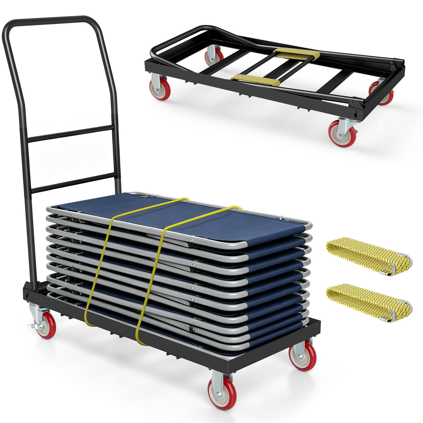 Alt View 9. Costway - Costway 800 LBS Folding Hand Truck, Portable Dolly with Handle and 2 Elastic Ropes - Black.