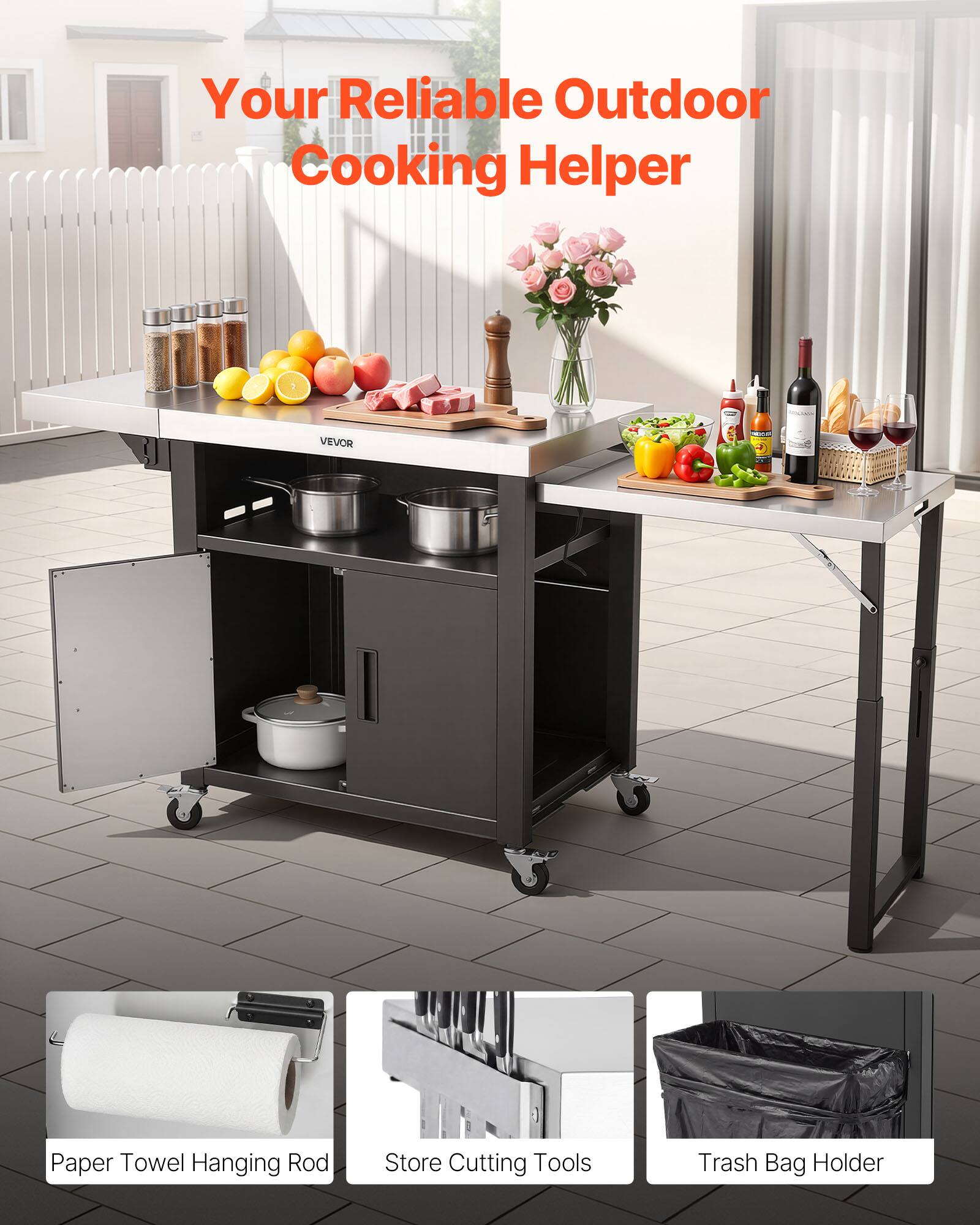 Your Reliable Outdoor Cooking Helper

VEVOR

Paper Towel Hanging Rod
Store Cutting Tools
Trash Bag Holder
