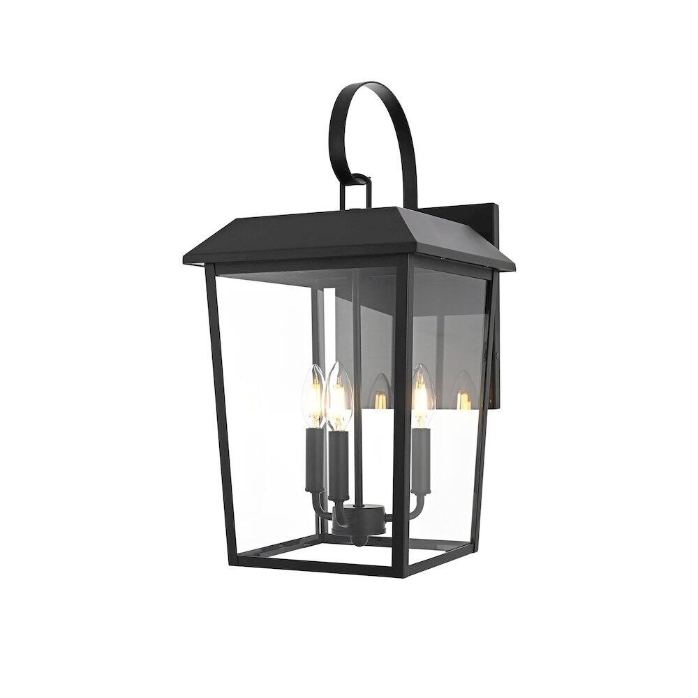 Angle. Elegant Lighting - Riggs 11 inch Outdoor Wall Sconce in Black - Black.