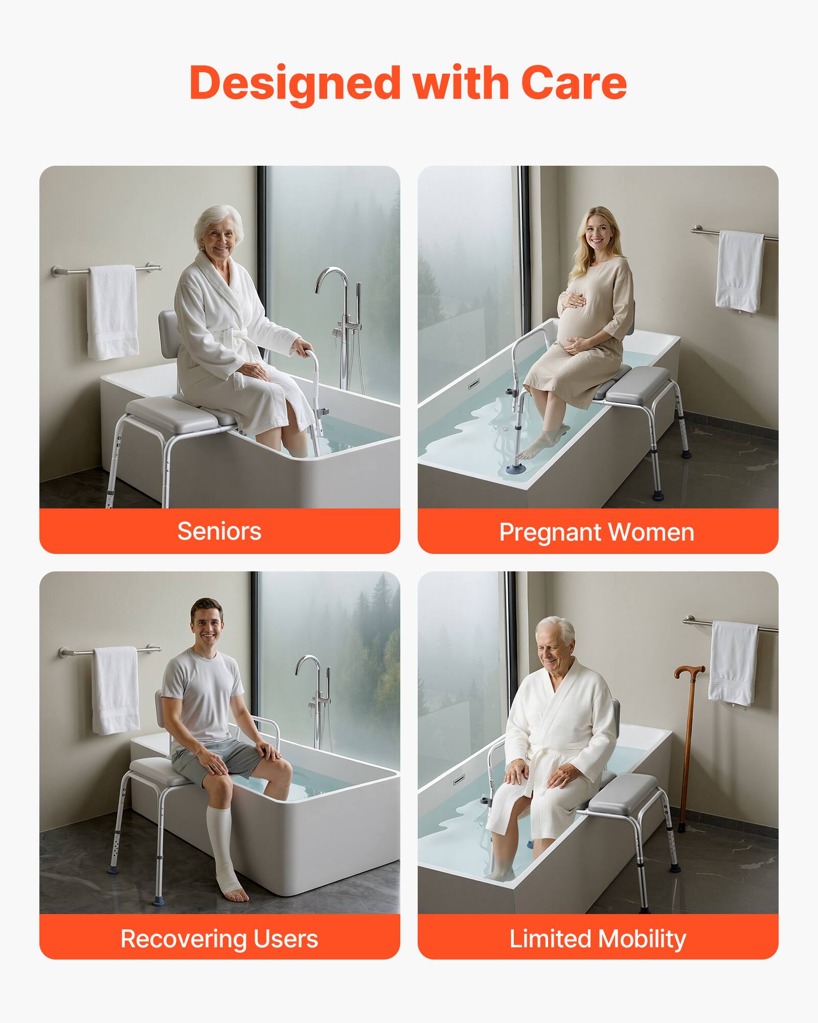 Designed with Care

- Seniors
- Pregnant Women
- Recovering Users
- Limited Mobility