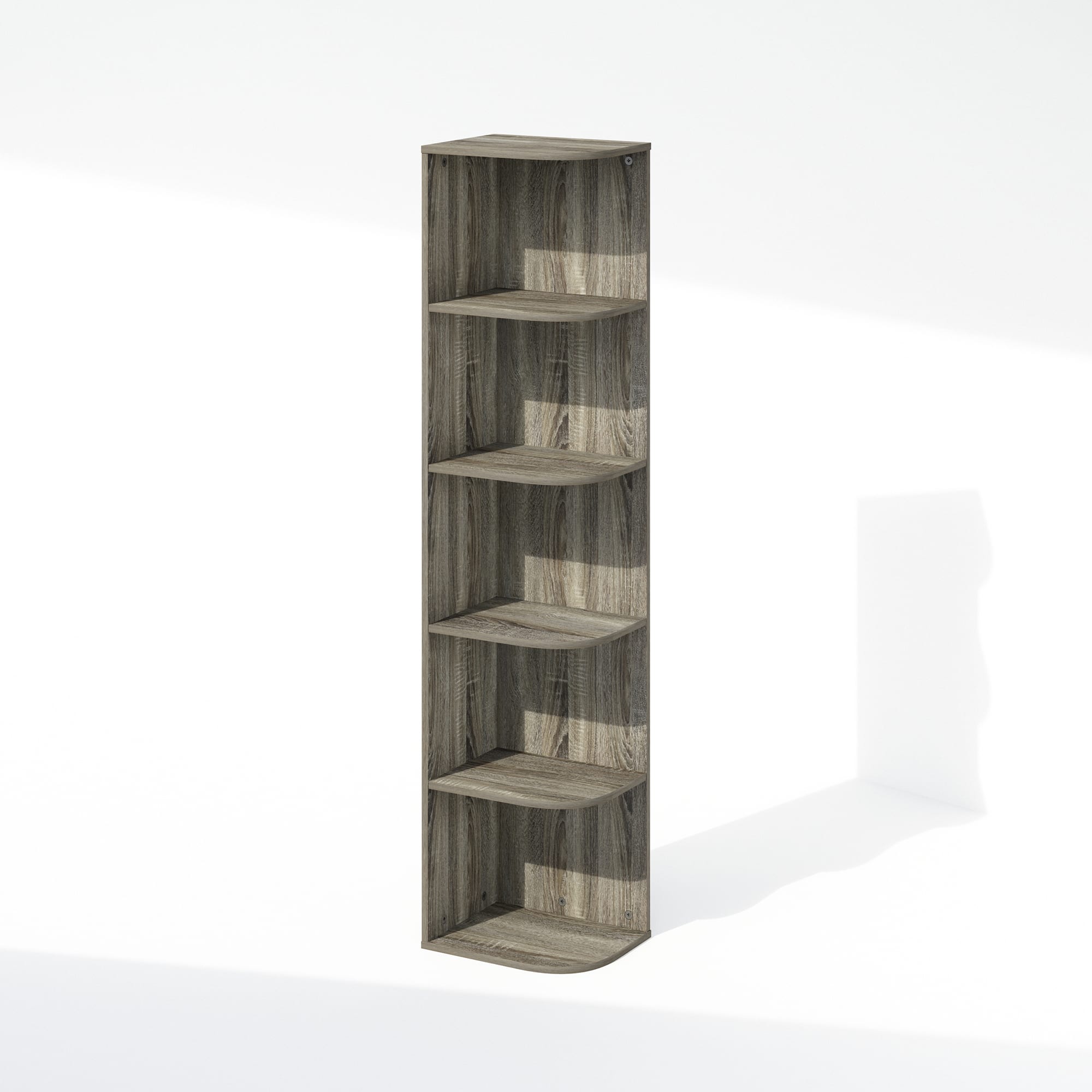 Photos - Display Cabinet / Bookcase Oak Furinno - Reed 5-Tier Space Saving Corner Storage Display Shelf, Bookshelf, French  - French  N22271GYW 