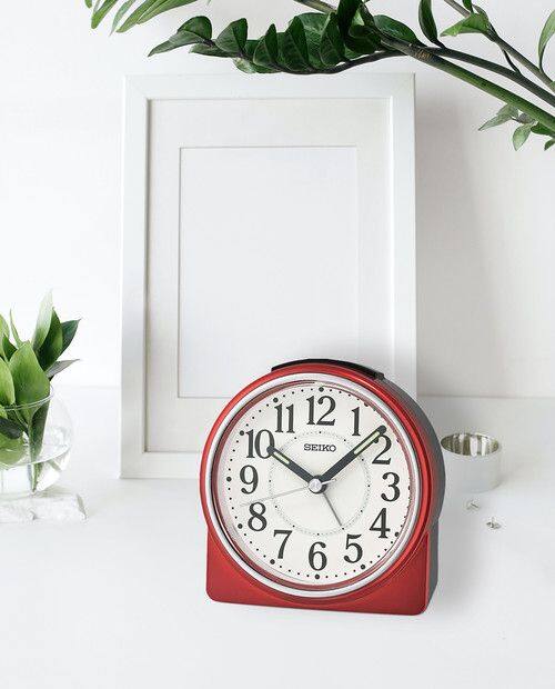 Angle. Seiko - Seiko 4" Marui Bedside Alarm Clock - Red - Red.