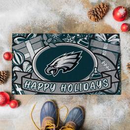Evergreen Enterprises - Philadelphia Eagles 28" x 16" Happy Holidays Christmas Turf Door Mat - Multicolor
