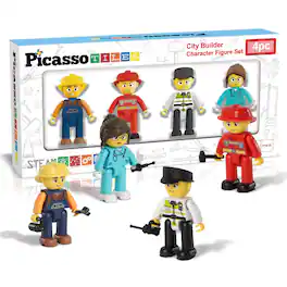 PicassoTiles - PICASSO-TILES Character Action Figures for Magnetic Tiles, STEM Building Blocks Educational Toy for Kids, 4PCS - Multicolor