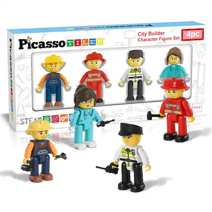 Picasso TILES City Builder Character Figure Set - 4pc PTA18 STEAM
