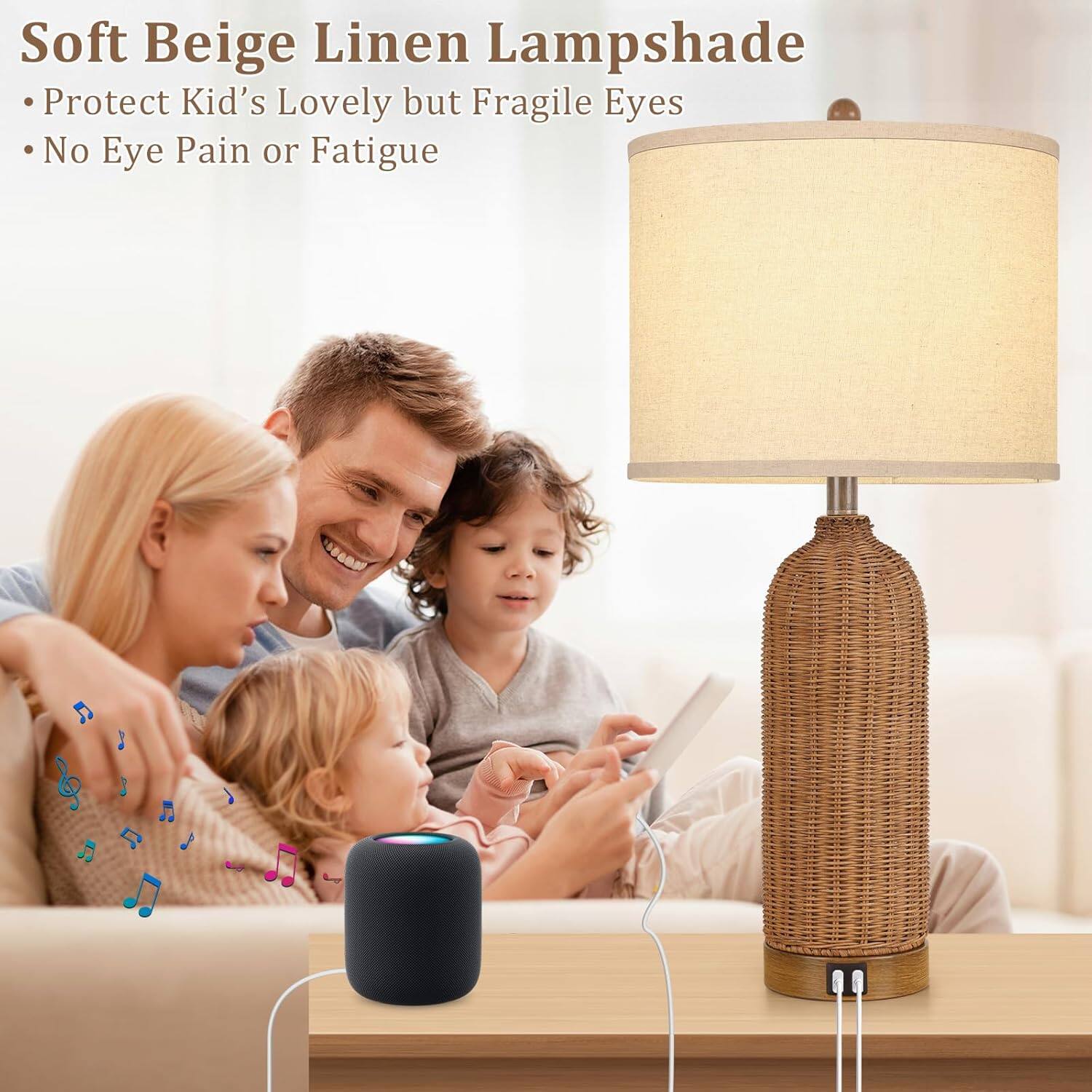 Soft Beige Linen Lampshade  
• Protect Kid's Lovely but Fragile Eyes  
• No Eye Pain or Fatigue