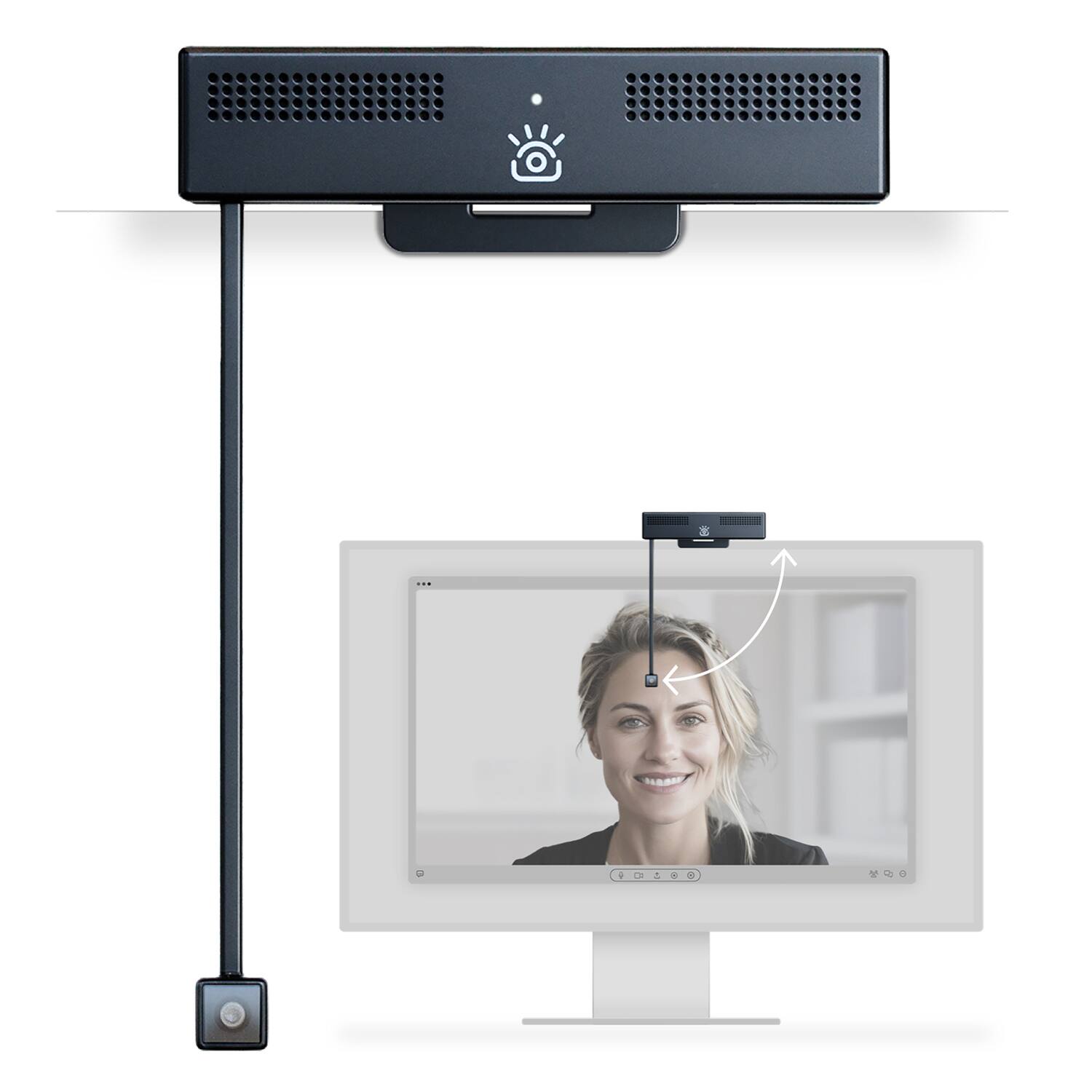 Alt View 5. iContact Camera - ProXL 4K Eye-Contact Webcam, Retractable Arm for Large Desktop Screens - Black.