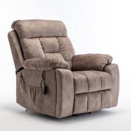 Boyel Living - Oversize 26in Wide Power Lift Recliner Elderly 8 Massage Points Lumbar Heating German OKIN Motor Hidden Cup Holder - Antique brown