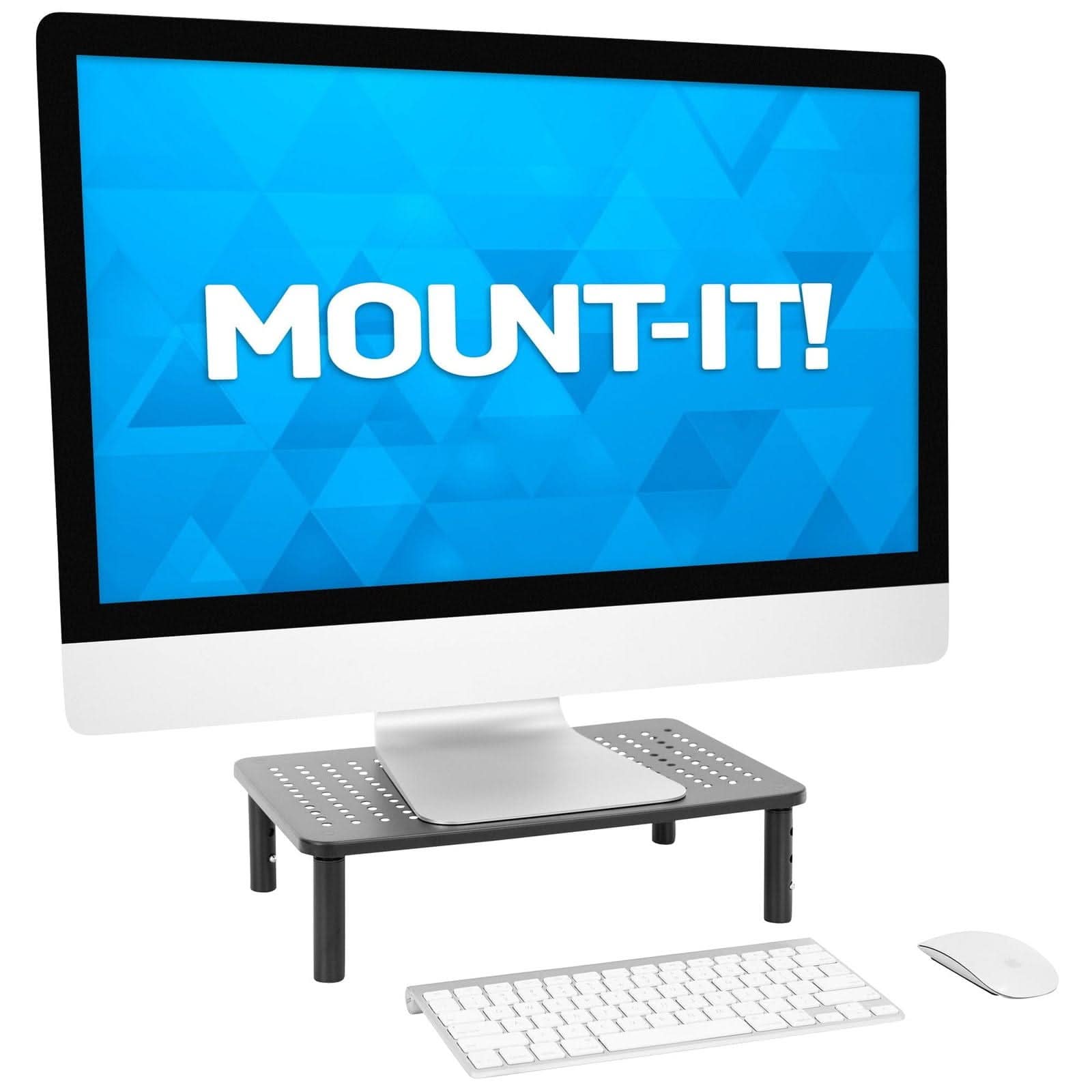 Angle. Mount-It! - Adjustable Desktop Riser 2-Pack & Stand for Monitors and Laptops up to 32" with Three Height Settings, Black - Black.
