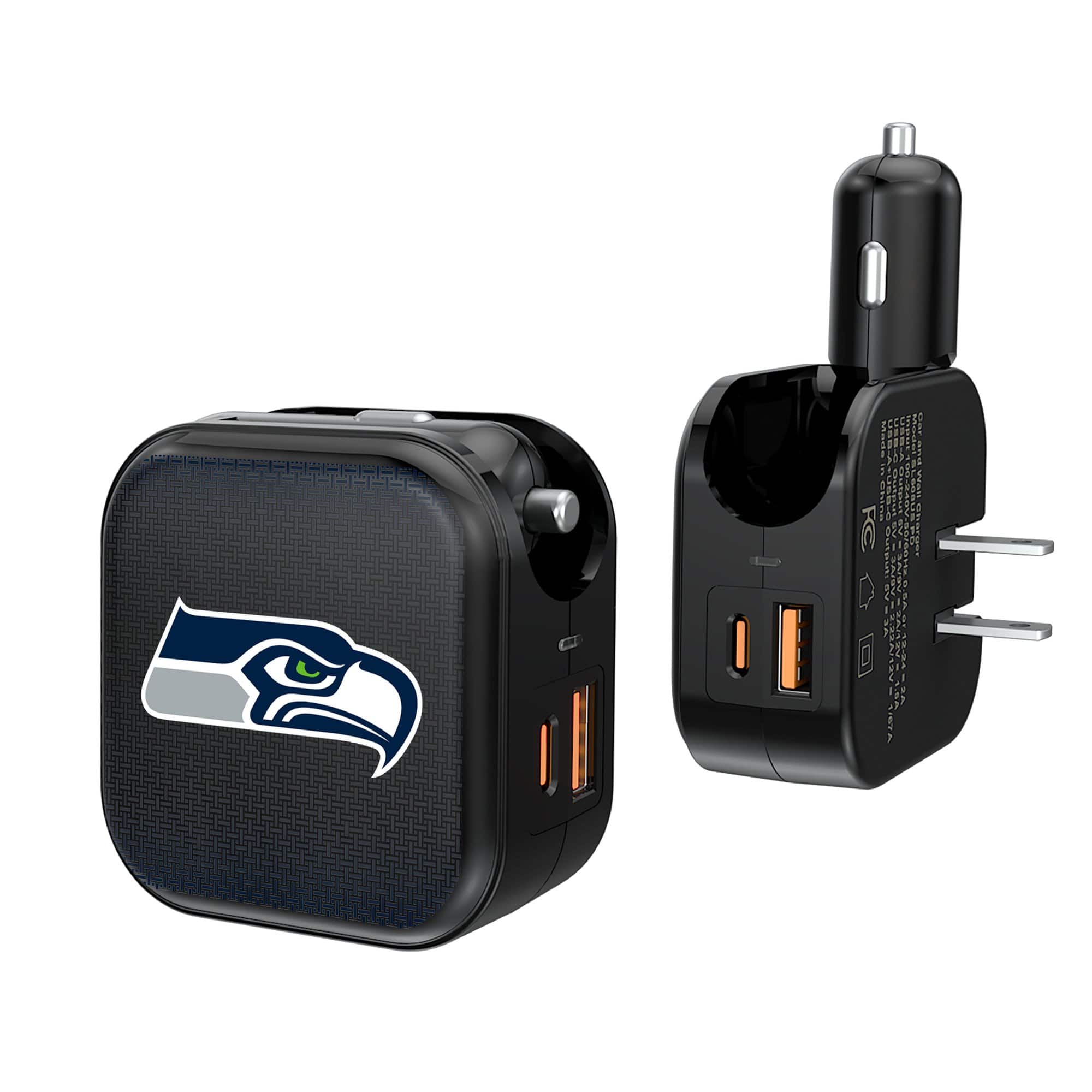 Keyscaper - Seattle Seahawks 2-in-1 USB A/C Charger - Black