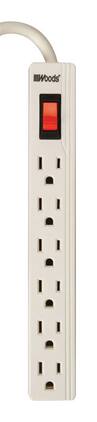 Southwire - Woods 2 ft L 6 outlets Power Strip - White