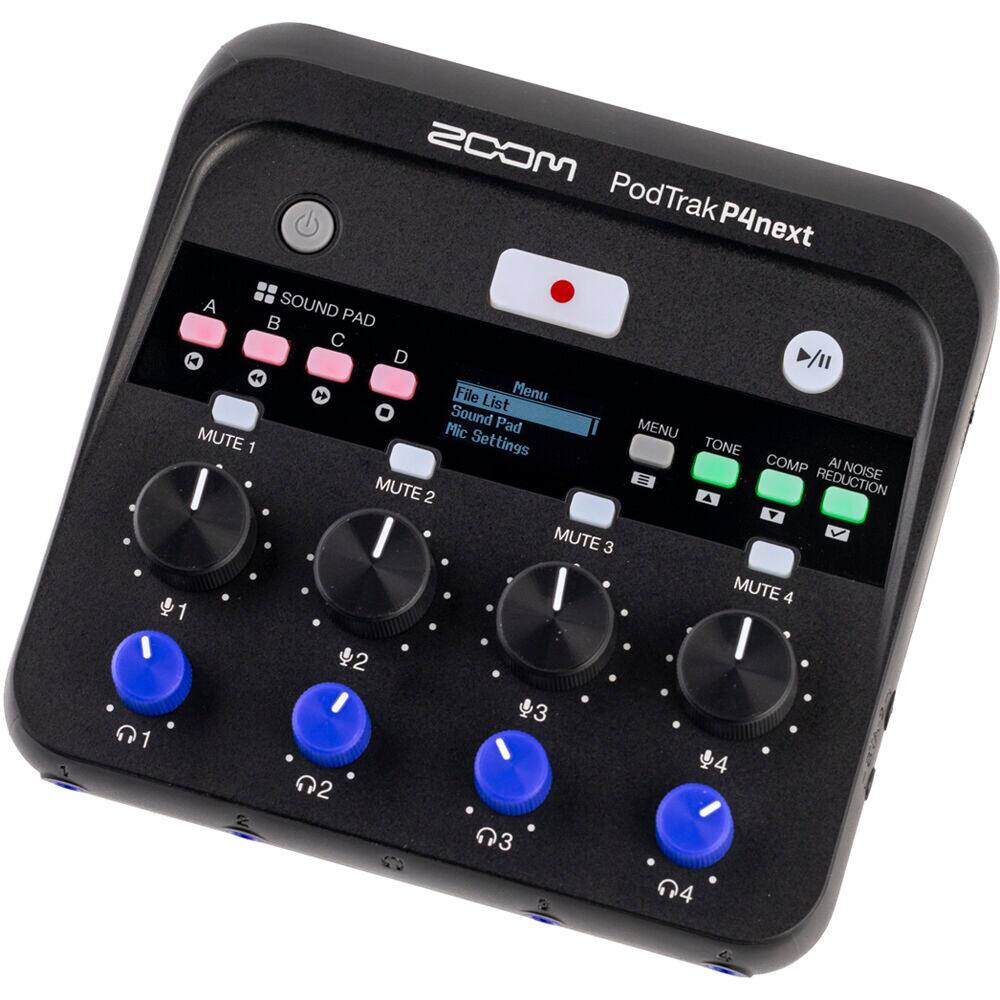 1 MCOS PodTrak P4next  
A SOUND PAD  
C 14 D 44  
File List Menu  
Sound Pad  
Mic Settings  
MUTE 1  
MUTE 2  
MUTE 3  
MUTE 4  
1 2 3 01 4 2 2 03 4D 04