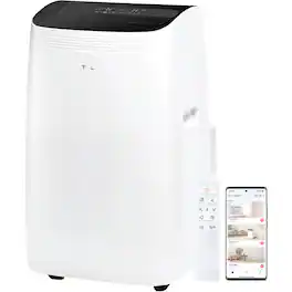 TCL - 450 Sq. Ft. 10,000 BTU SACC Q-Series Smart Inverter Portable Air Conditioner with Supplemental Heater - White