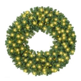 Casafield - Green Fir Artificial Holiday Christmas Wreath Holiday Décor - Green White Lights