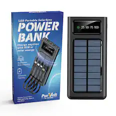 LED Portable SolarSync POWER BANK
Charge anytime with USB or solar energy
Sustainable Solar Charging
10000mAh Capacity
Multiple Output Ports: USB, Lightning, Type-C, and Micro
BY PURSONIC