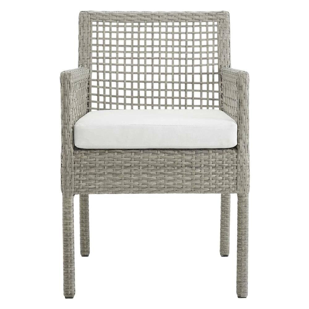 Back. Outdoor Escape - Outdoor Patio Rattan Wicker Dining Armchair With Cushioned Seat - Gray.
