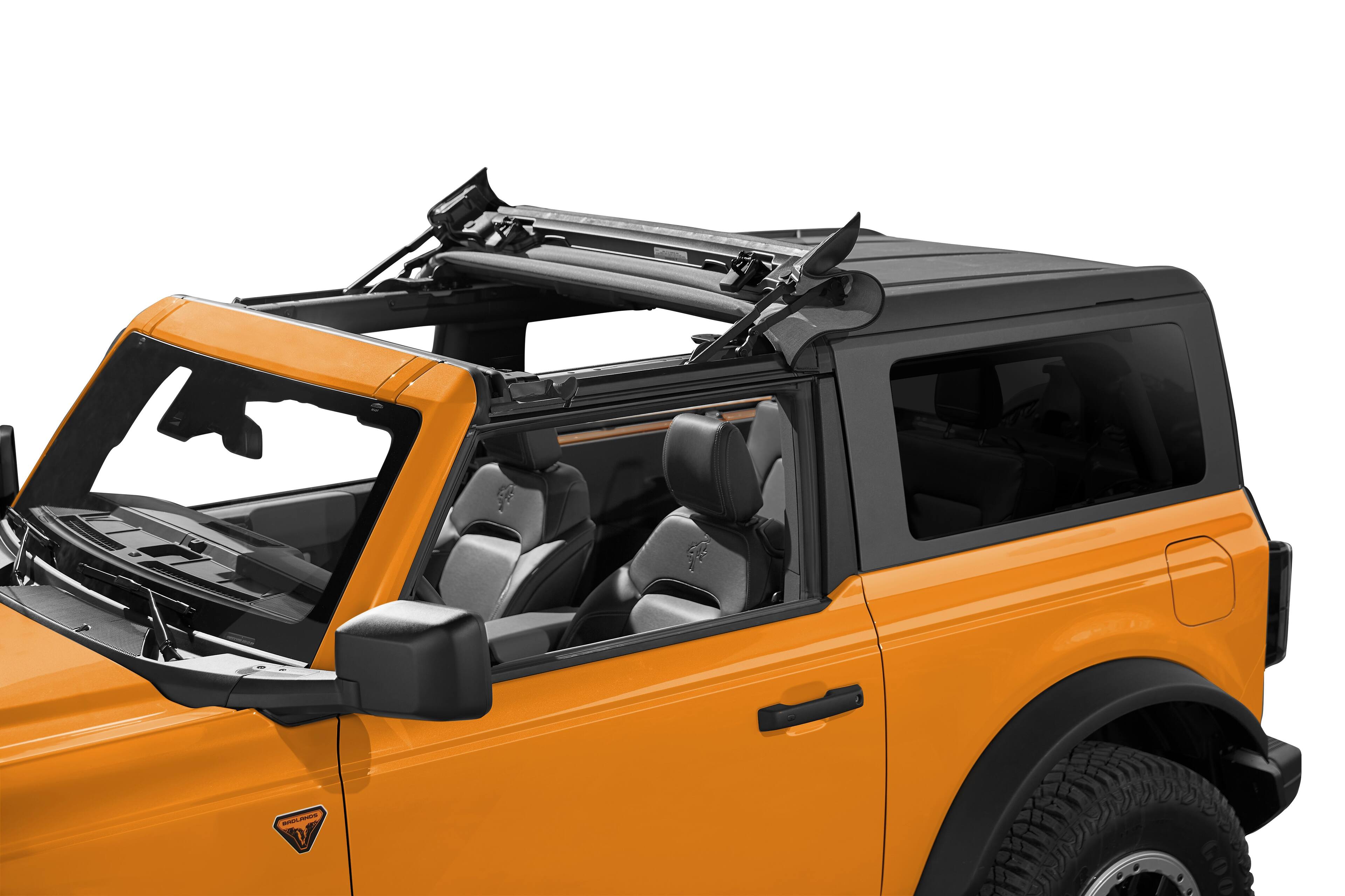 Angle. Bestop - Sunrider for Hardtop - '21-26 Bronco; Bronco Raptor;  2-Door (Black Diamond) - Black.