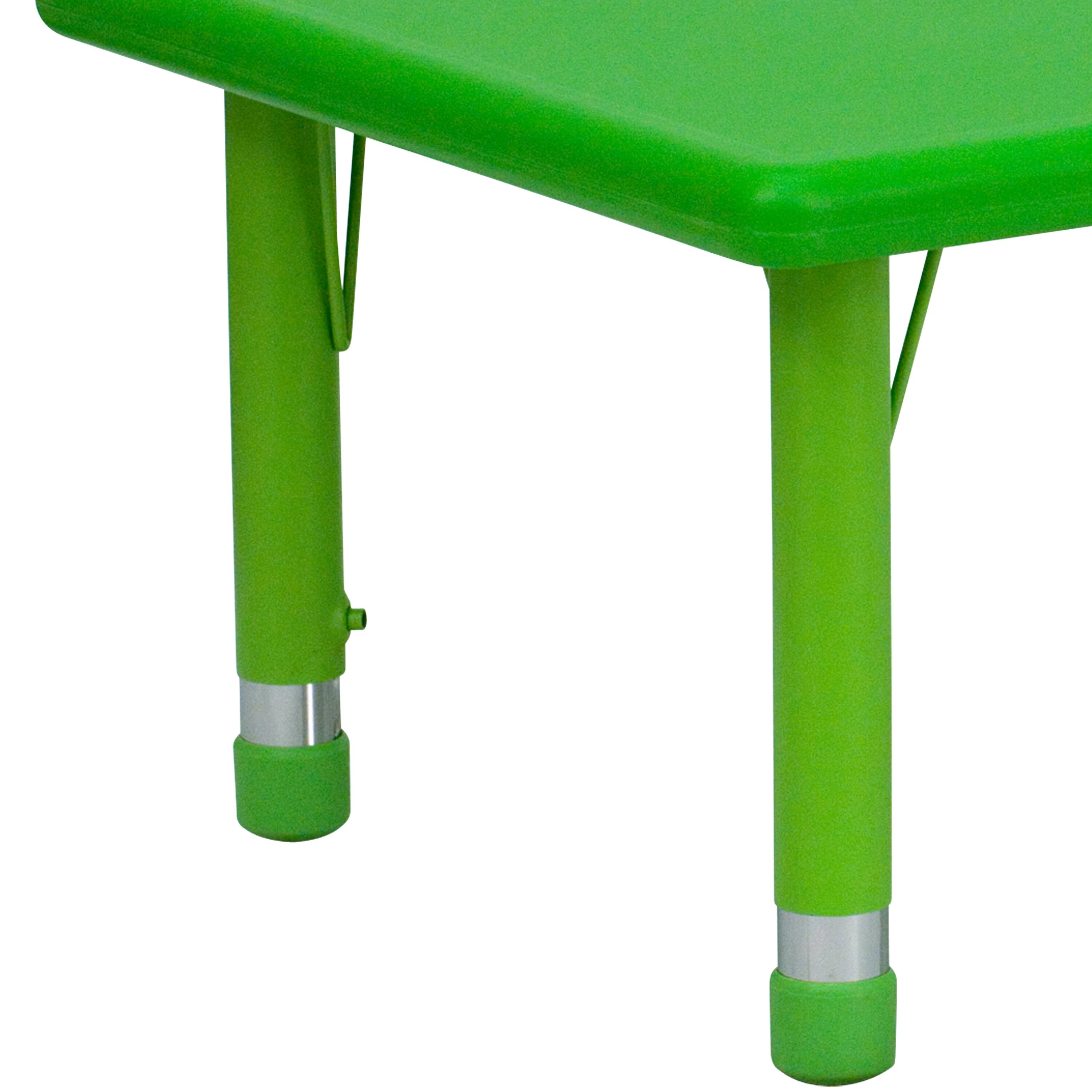 Alt View 9. Emma + Oliver - 24"W x 48"L Rectangular Plastic Height Adjustable Activity Table - Green.