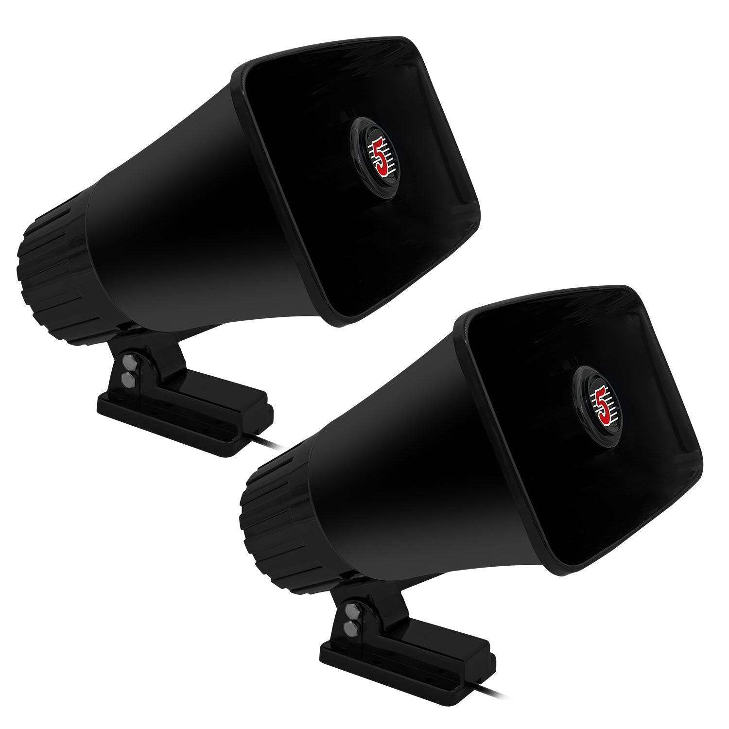 Front. 5 CORE - 5 Core PA Horn Speaker 2Pc 8 Inch 65W Bull Horn Ausio System - Black.