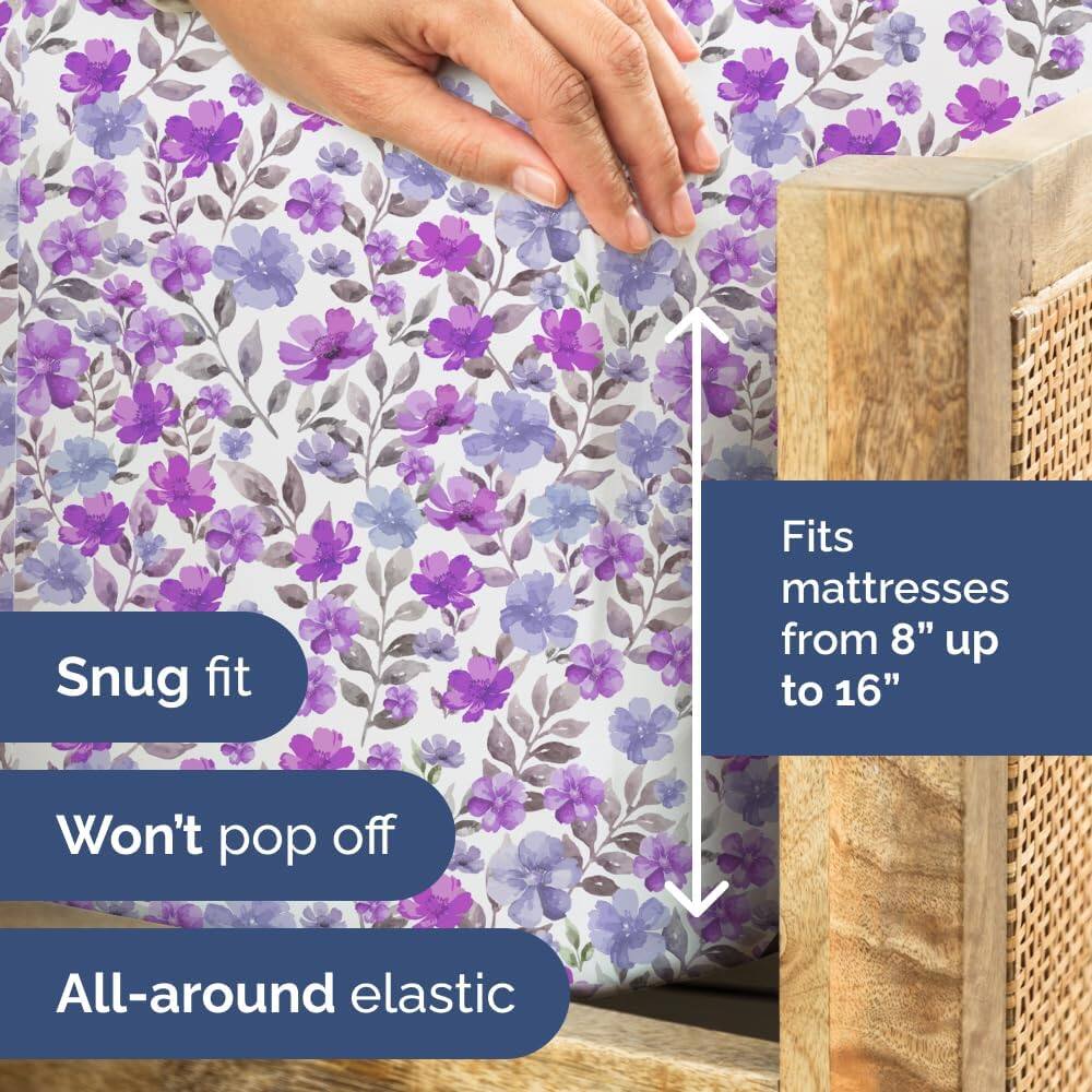 Snug fit  
Fits mattresses from 8" up to 16"  
Won't pop off  
All-around elastic