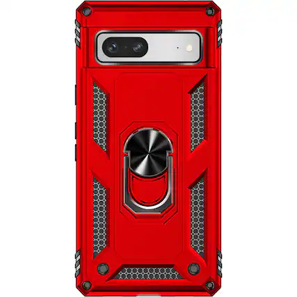 Front. SaharaCase - Military Kickstand Series with Belt Clip Case for Google Pixel 7a - Red.