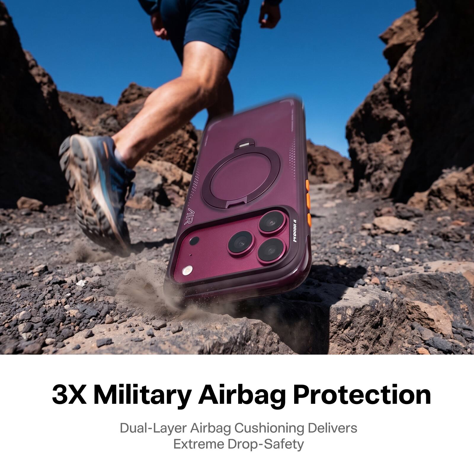 3X Military Airbag Protection  
Dual-Layer Airbag Cushioning Delivers Extreme Drop-Safety