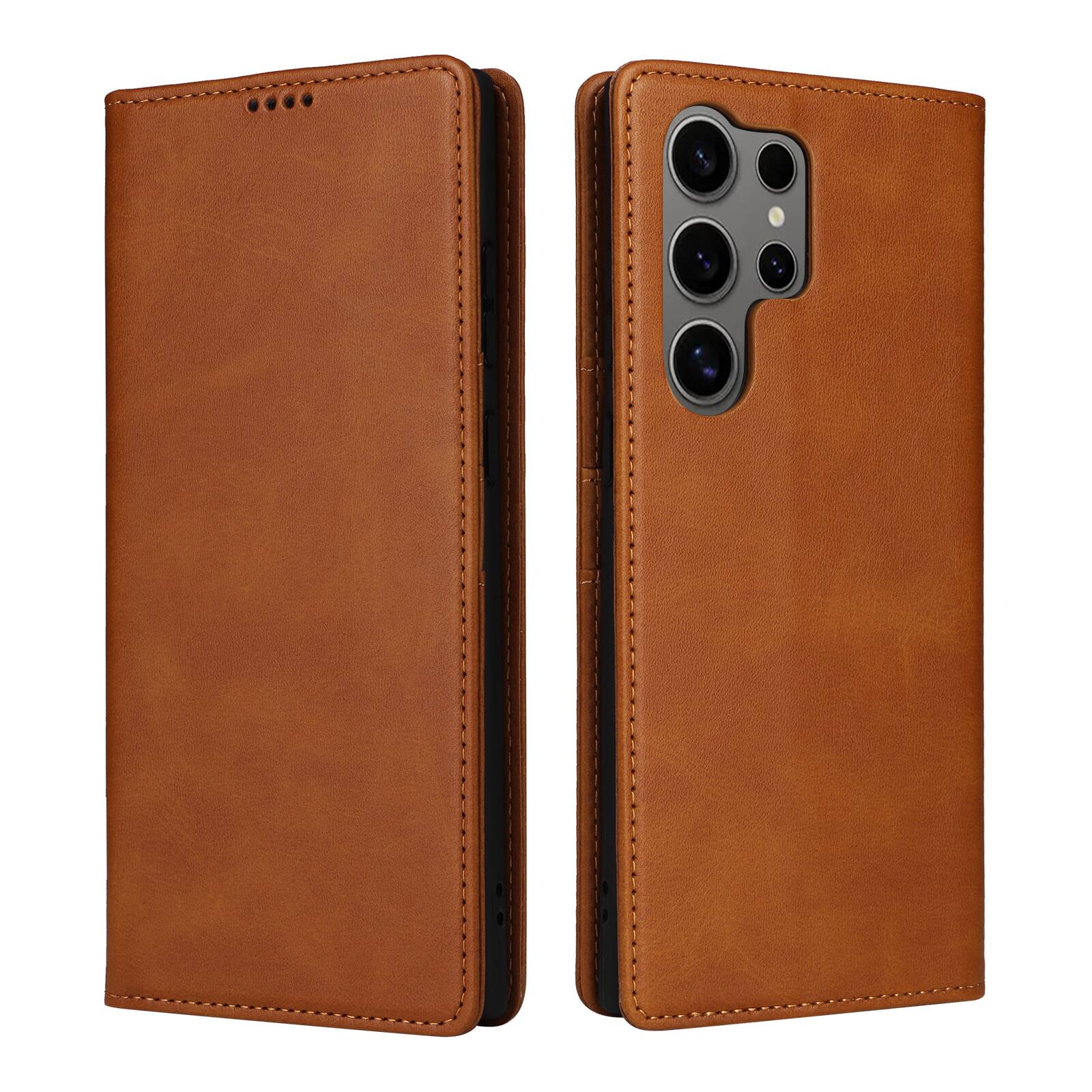 Alt View 2. Dteck - Case for Samsung Galaxy S25 Ultra,Wallet Case with Card Holder for Women Men,Shockproof PU Leather Flip Kickstand Cover - Brown.
