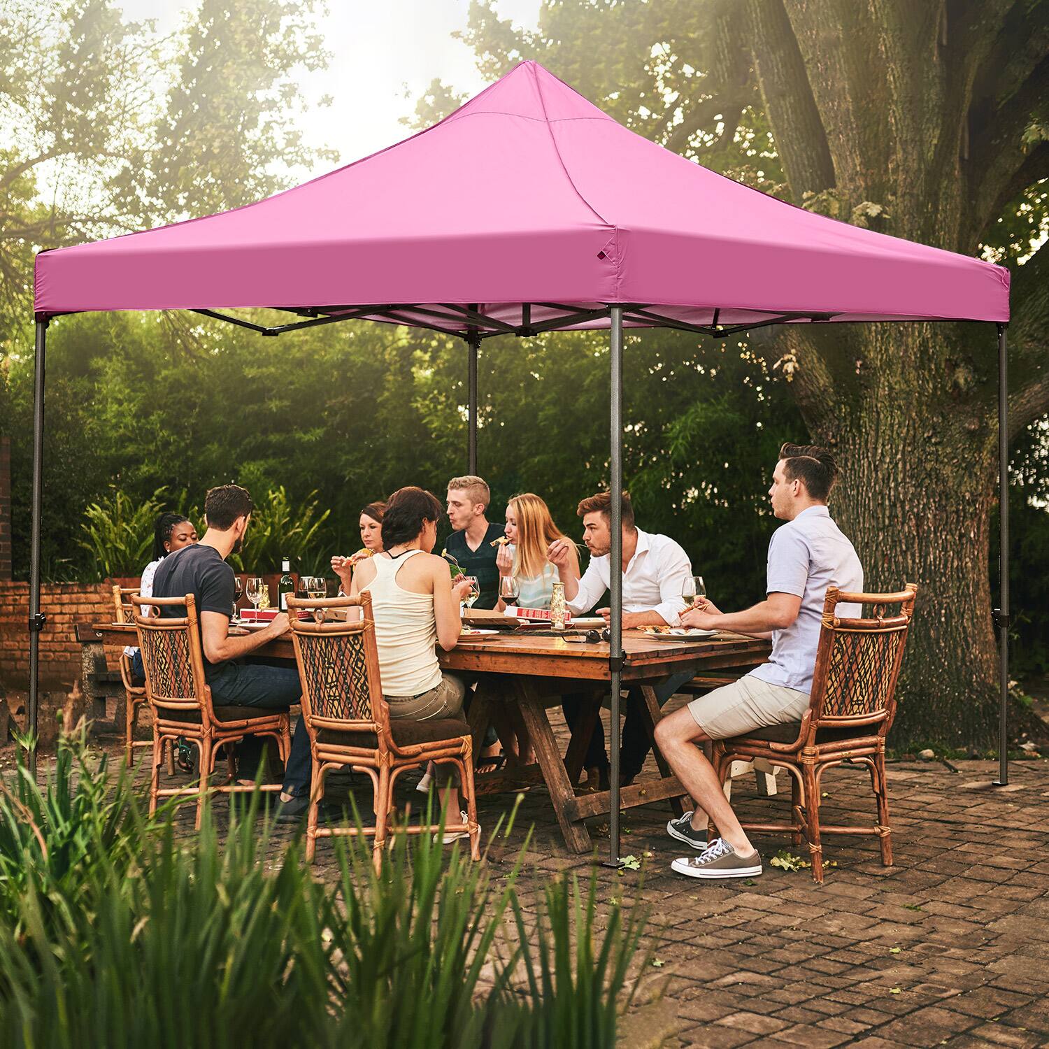 Left. Ainfox - Ainfox 10' x 10'Heavy Duty Pop up Canopy Tent,Folding Instant Outdoor Gazebo,Sun Shade Tent for Patio/Outdoor Parties - Pink.