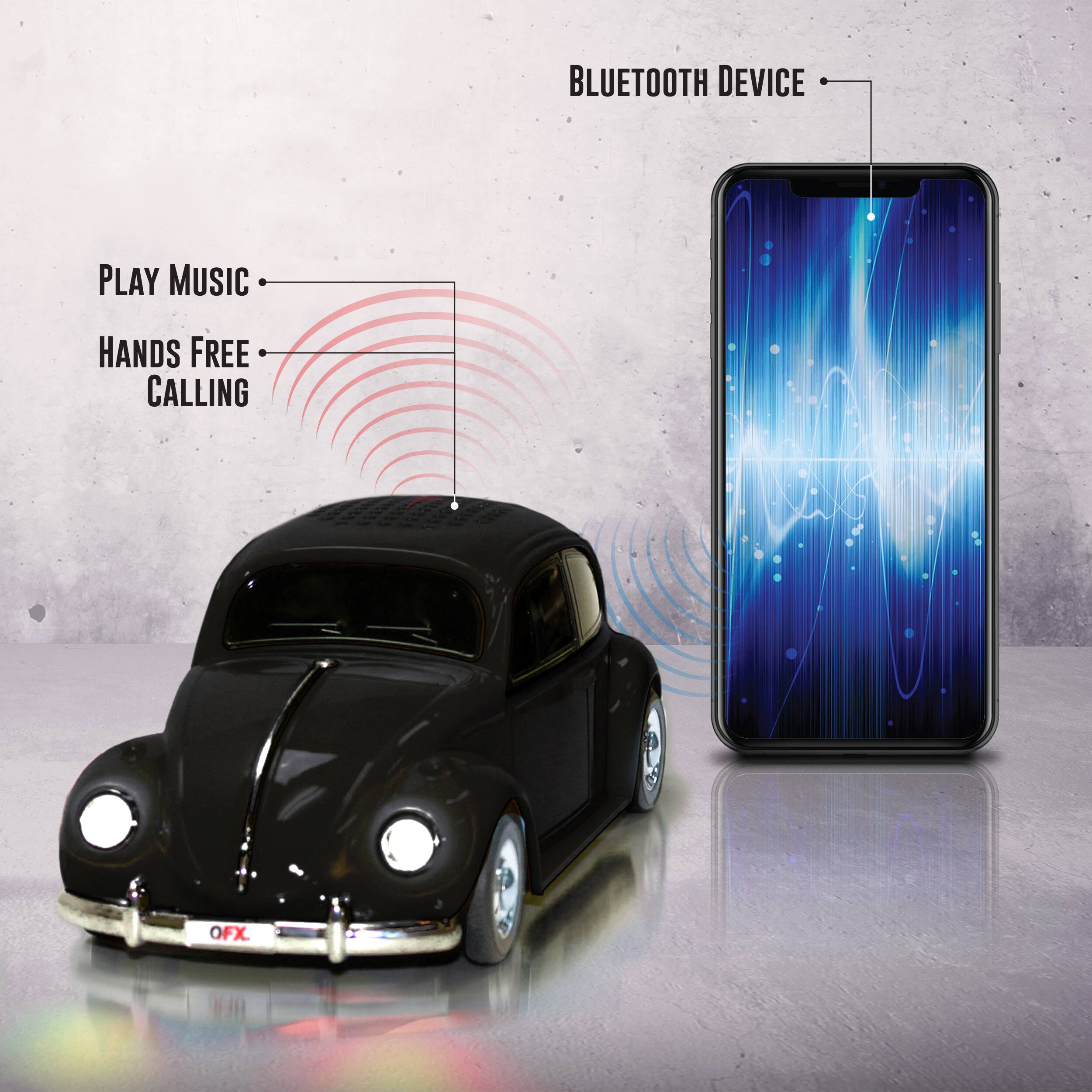 Alt View 16. QFX - Retro Car Portable Bluetooth Speaker with Bass Radiator and LED Lights - Black.