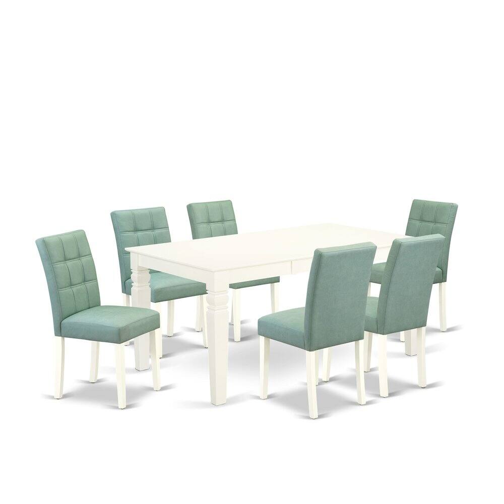 Left. East West Furniture - 7 Piece Modern Dining Set - White.