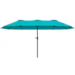 Outsunny - ft. Extra Large Patio Umbrella with Easy Crank Handle, Vents for Outdoor, Patio, UPF30+ - Blue