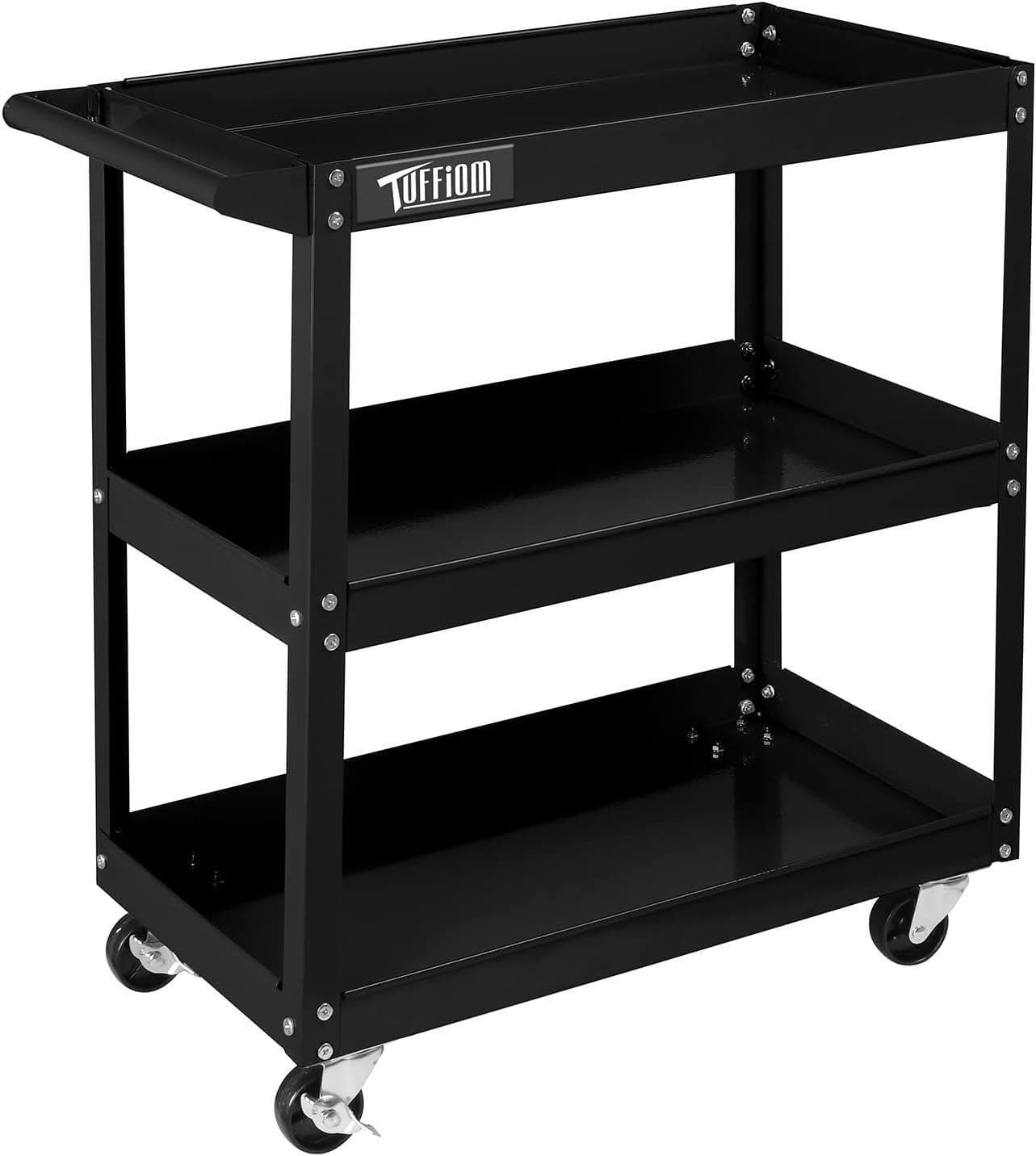 Winado - 3 Shelves Rolling Tool Cart Service Cart Utility Cart Tool Storage Organizer with Wheels for Warehouse & Repair Shop New - Black