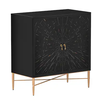 Front. Boyel Living - Vintage Wood Storage 2 Door Accent Cabinet - Black.